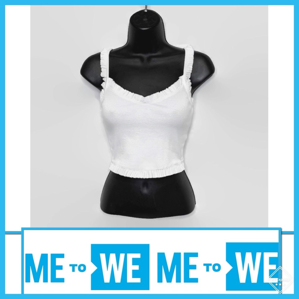 PacSun Me 2 We Me Ruffle Trim Tank White Sz XS EUC